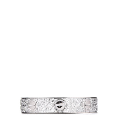 Cartier 18K White Gold Diamond 4mm LOVE Wedding Paved Band Ring 51 5.75 3 of 5