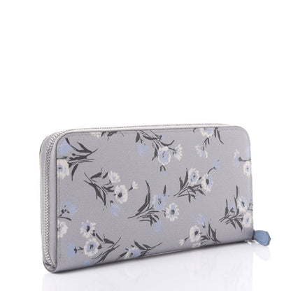 Prada Saffiano Floral Print Metal Zip Around Wallet Acciaio 3 of 10