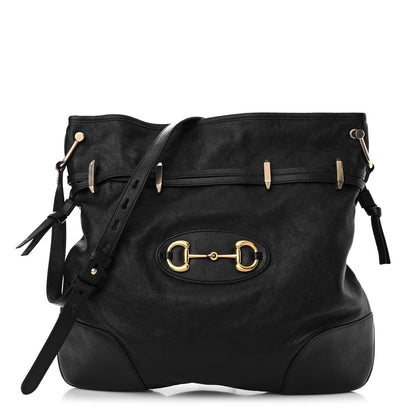 Gucci Sakai Calfskin Horsebit 1955 Cinch Top Messenger Bag Black 1 of 10