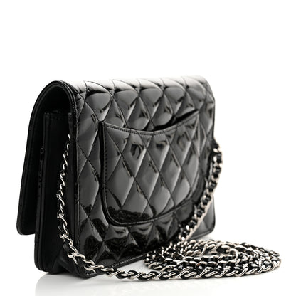 Chanel Patent Quilted Wallet On Chain WOC Black 3 of 12