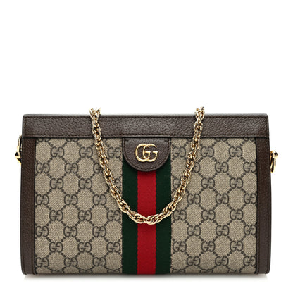 Gucci GG Supreme Monogram Web Small Ophidia Chain Shoulder Bag Brown 1 of 9