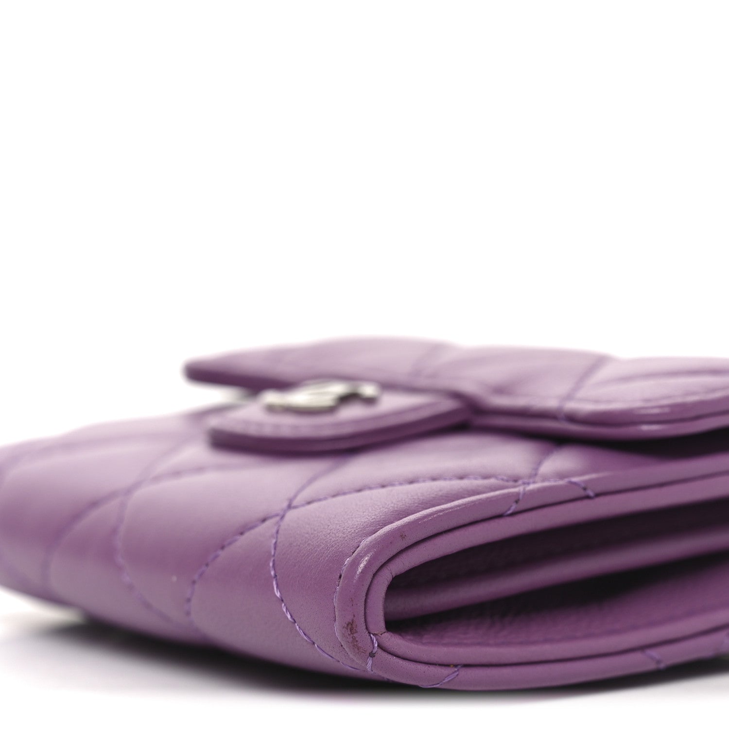 Chanel Lambskin Quilted Flap Card Holder On Chain Violet Purple 11 of 11