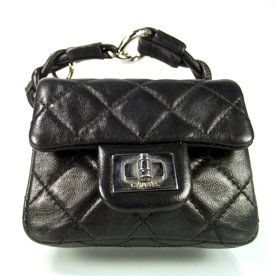 Chanel Quilted Leather 2.55 Ankle Wrist Bag Black 1 of 7