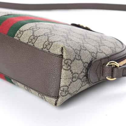 Gucci GG Supreme Monogram Textured Dollar Calfskin Web Small Ophidia Dome Shoulder Bag Beige Ebony New Acero 9 of 9
