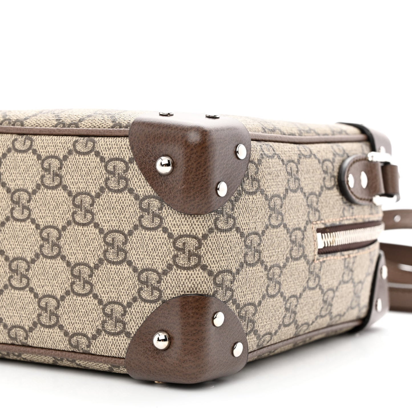 GG Supreme Monogram Textured Calfskin Square Messenger Bag Beige Ebony New Acero