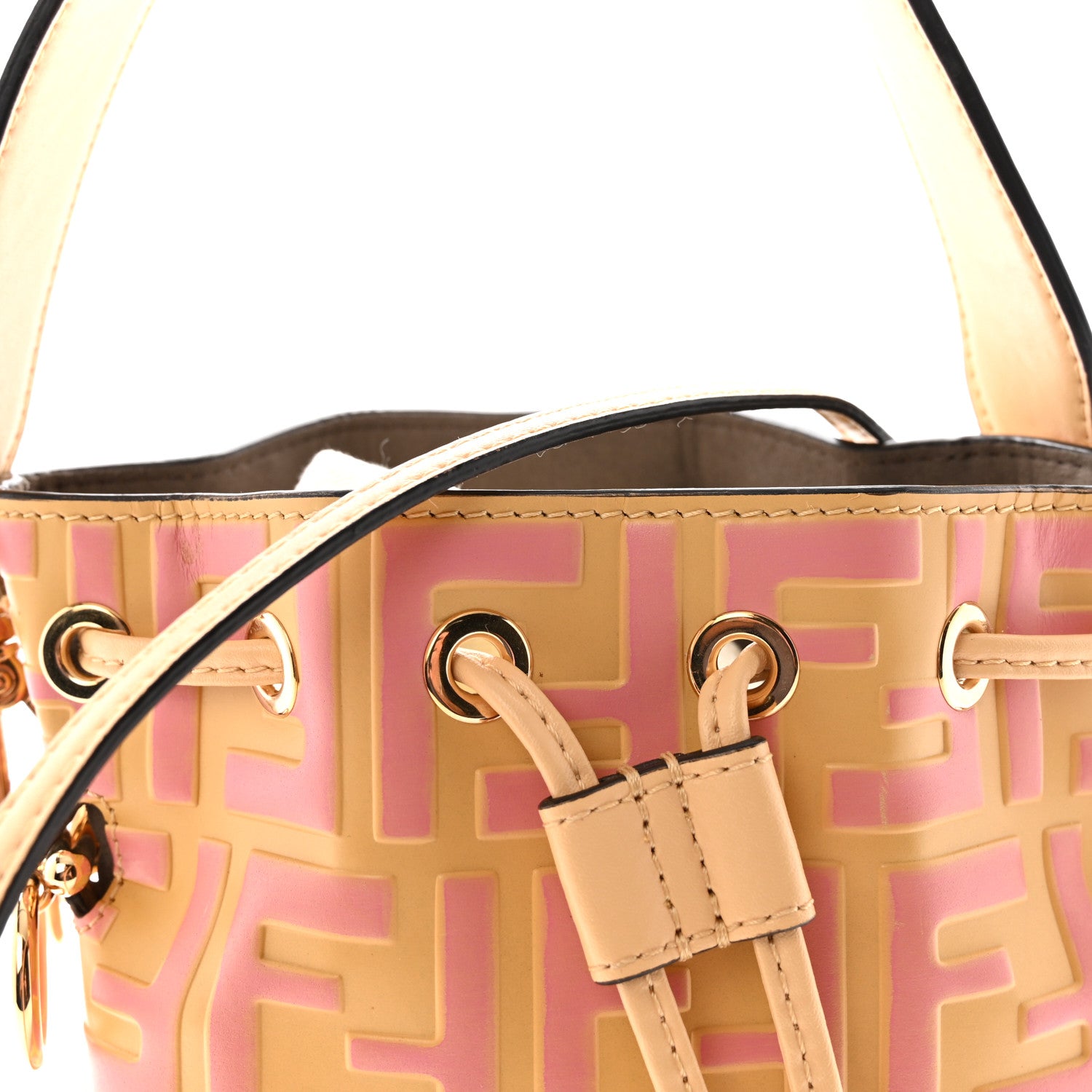 Fendi Vitello Liberty F is Fendi Bi-Color FF 1974 Embossed Mini Mon Tresor Bucket Bag Savana Lollypop 8 of 10