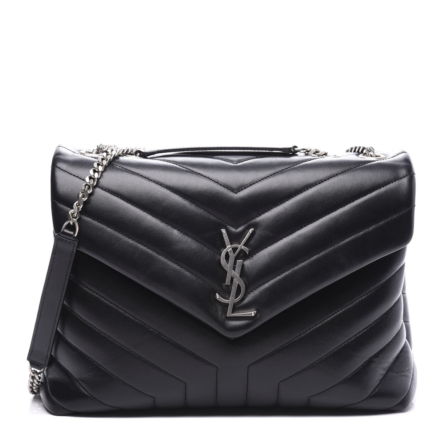 Saint Laurent Calfskin Y Quilted Monogram Medium Loulou Chain Satchel Black 1 of 10