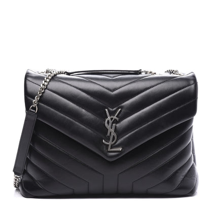 Saint Laurent Calfskin Y Quilted Monogram Medium Loulou Chain Satchel Black 1 of 10