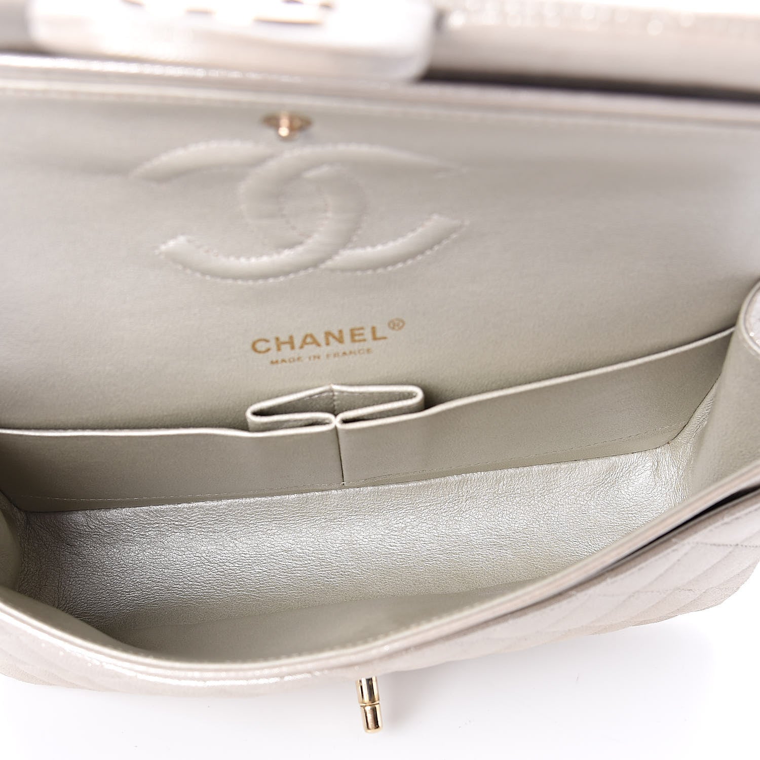 Chanel Iridescent Calfskin Quilted Medium Double Flap Light Gold 5 of 10