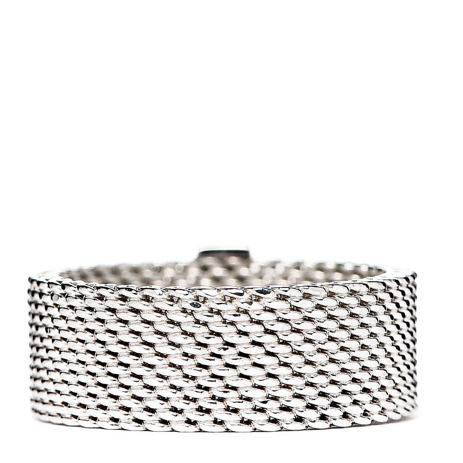 Tiffany Sterling Silver Diamond Mesh Somerset Ring 49 4.75 2 of 3