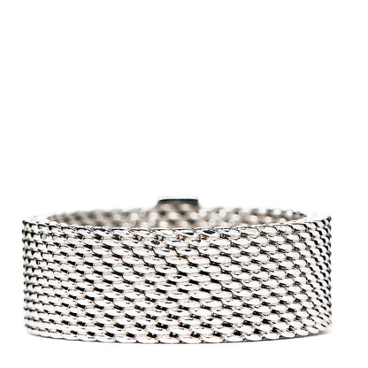 Tiffany Sterling Silver Diamond Mesh Somerset Ring 49 4.75 2 of 3