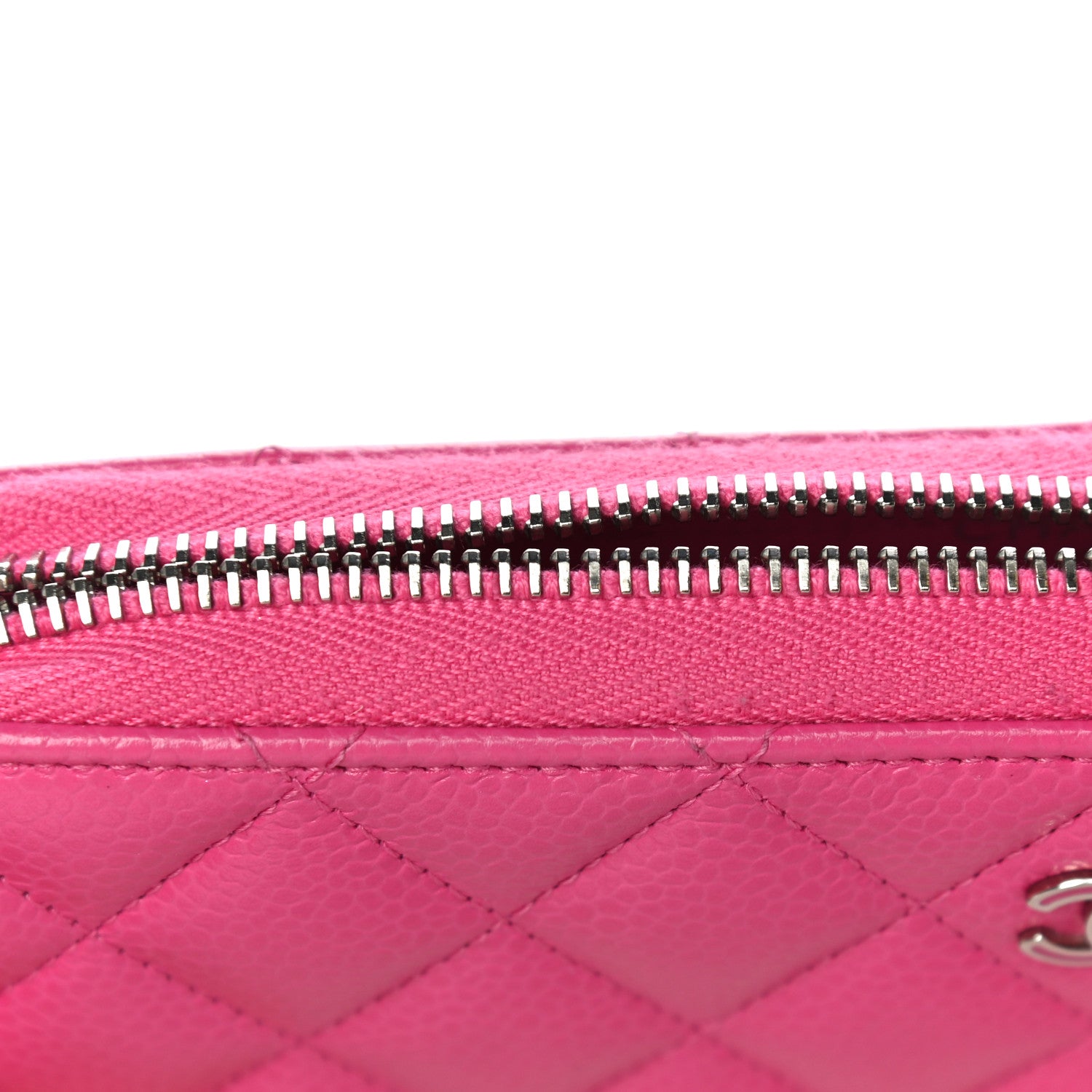 Chanel Caviar Quilted Large Gusset Zip Around Wallet Pink 17 of 21