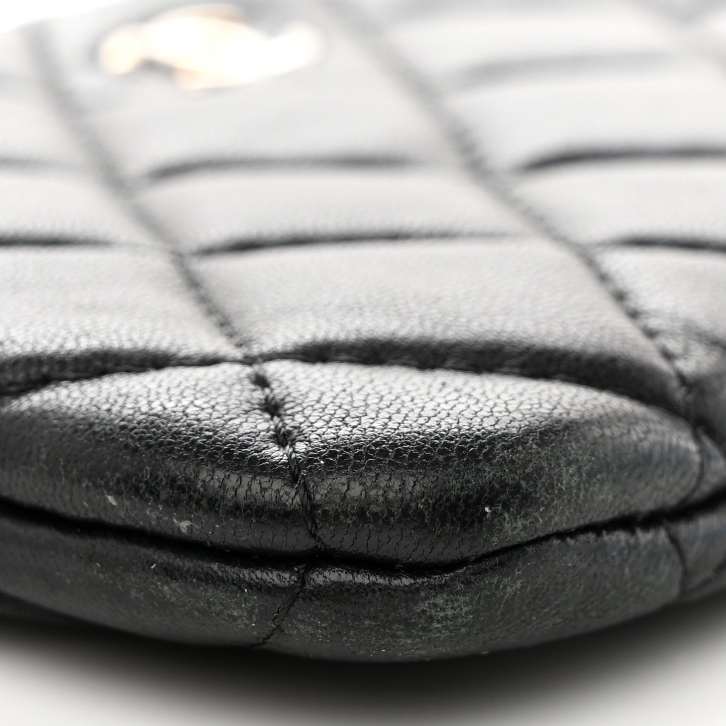 Lambskin Quilted Small Cosmetic Case Black