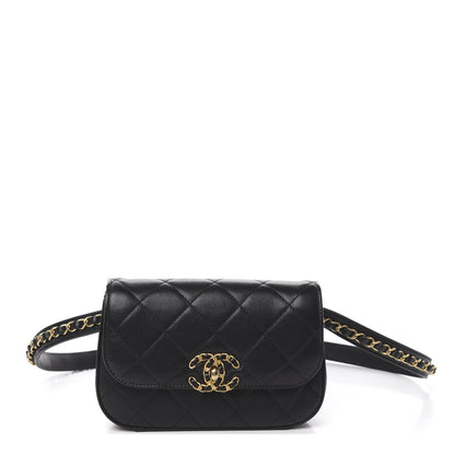 Chanel Lambskin Quilted Chain Infinity Waist Belt Bag Black 1 of 10