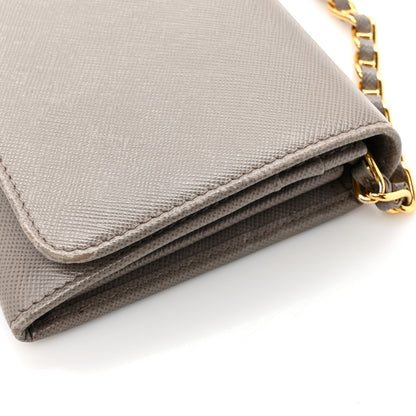 Prada Saffiano Metal Oro Chain Wallet Argilla 11 of 14
