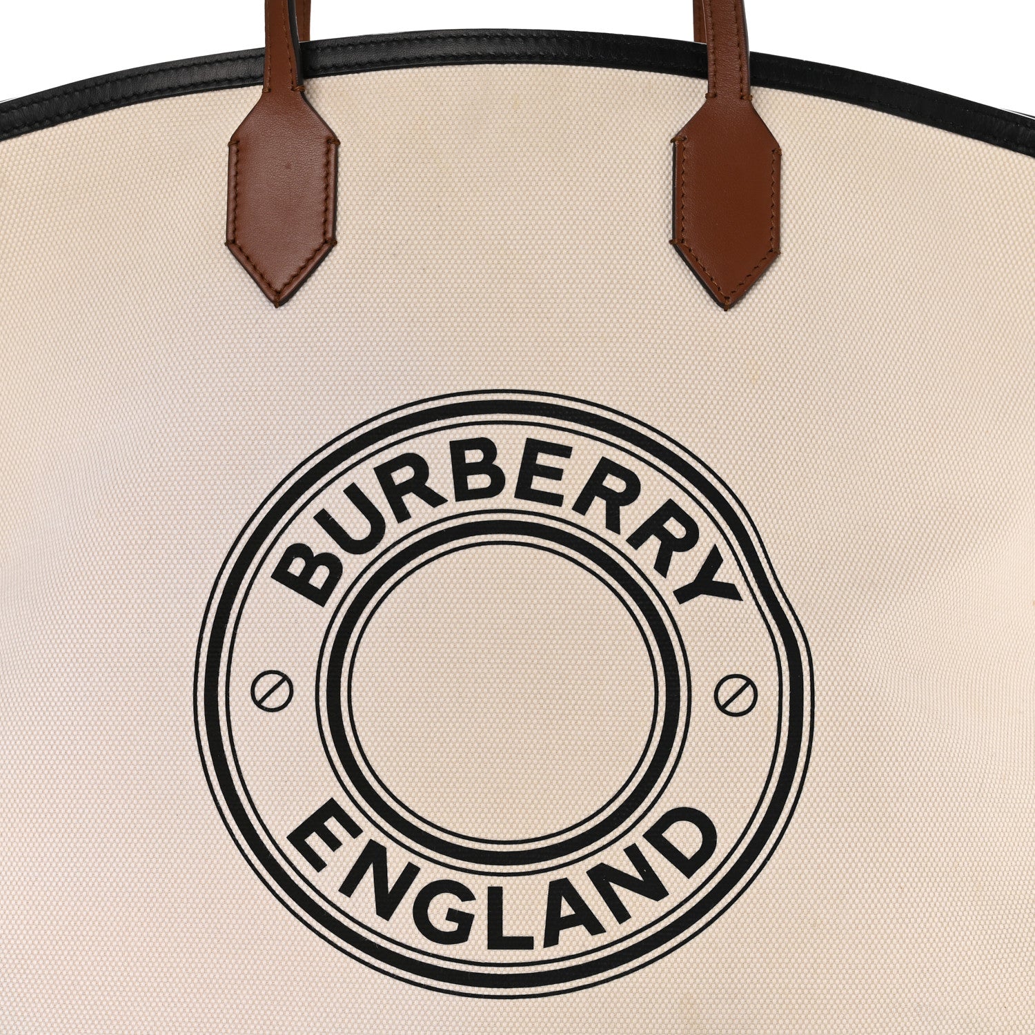 Burberry Cotton Canvas Calfskin Large Society Tote Bag Black Burgundy 8 of 10