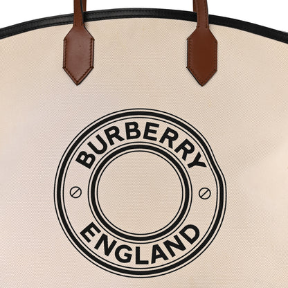 Burberry Cotton Canvas Calfskin Large Society Tote Bag Black Burgundy 8 of 10