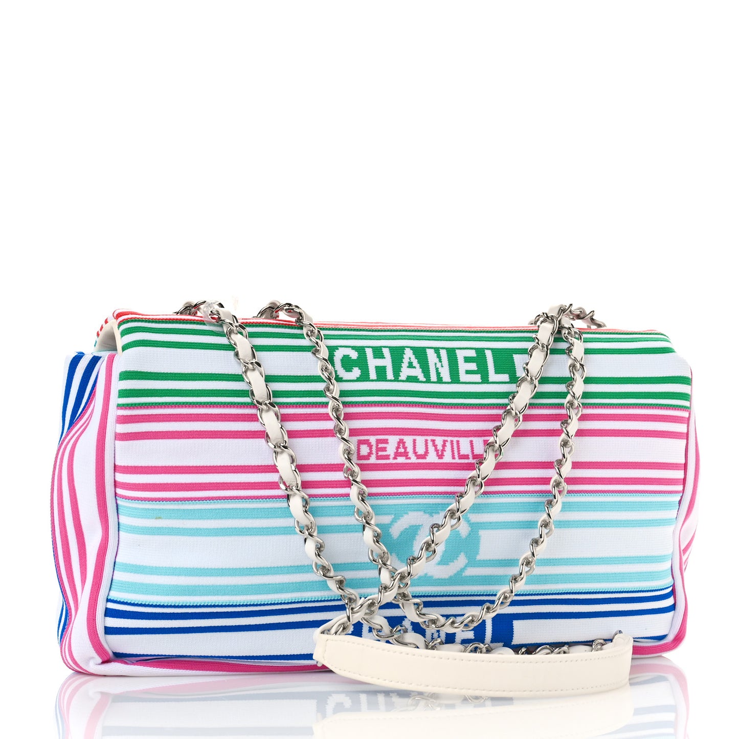 Mixed Fibers Lambskin Venise Biarritz Flap Bag Multicolor White