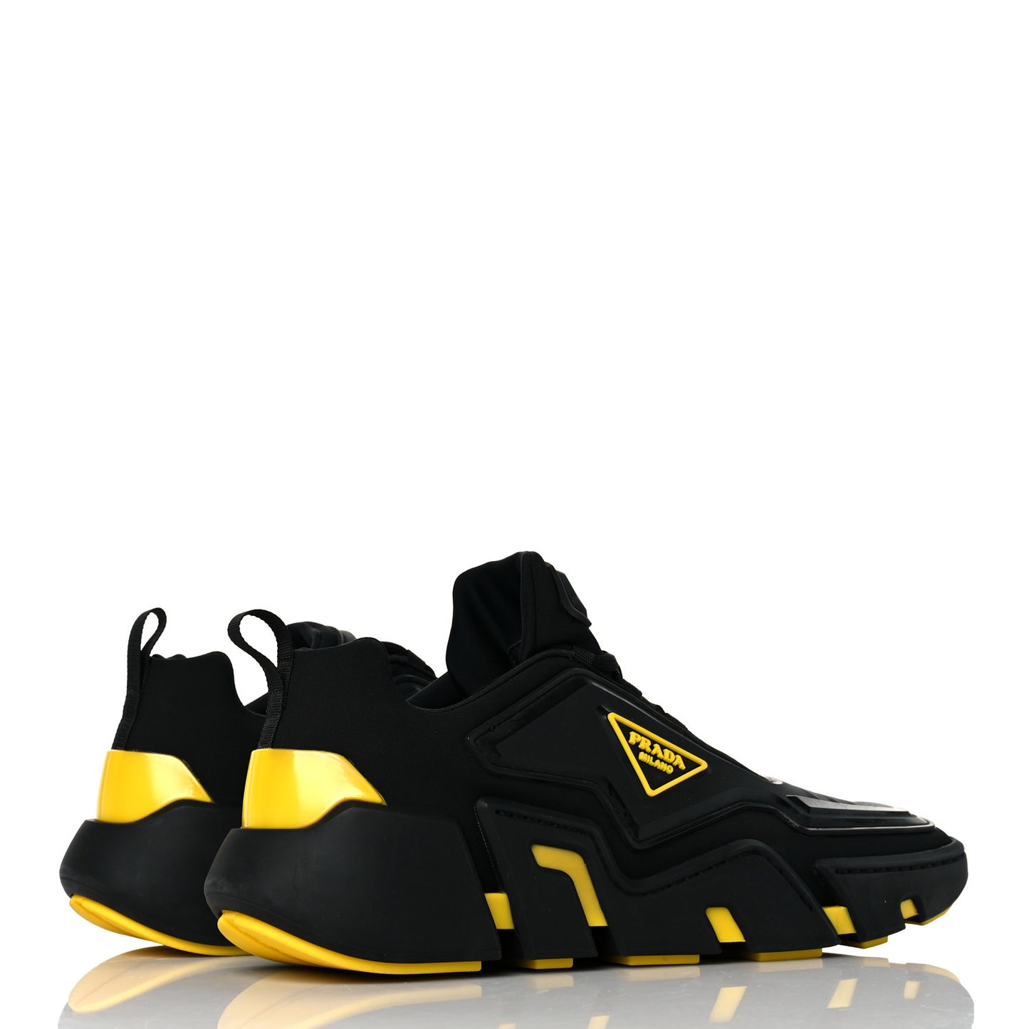 Techno Stretch Fabric Triangle Logo Men Sneakers 11 Black Gold