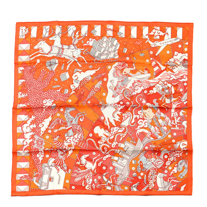 Hermes Silk L'Epopee D'Hermes Detail Scarf 70 Orange Gris Perle 1 of 5