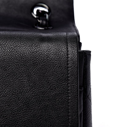Chanel Crumpled Calfskin Quilted Jumbo Double Flap So Black 14 of 15