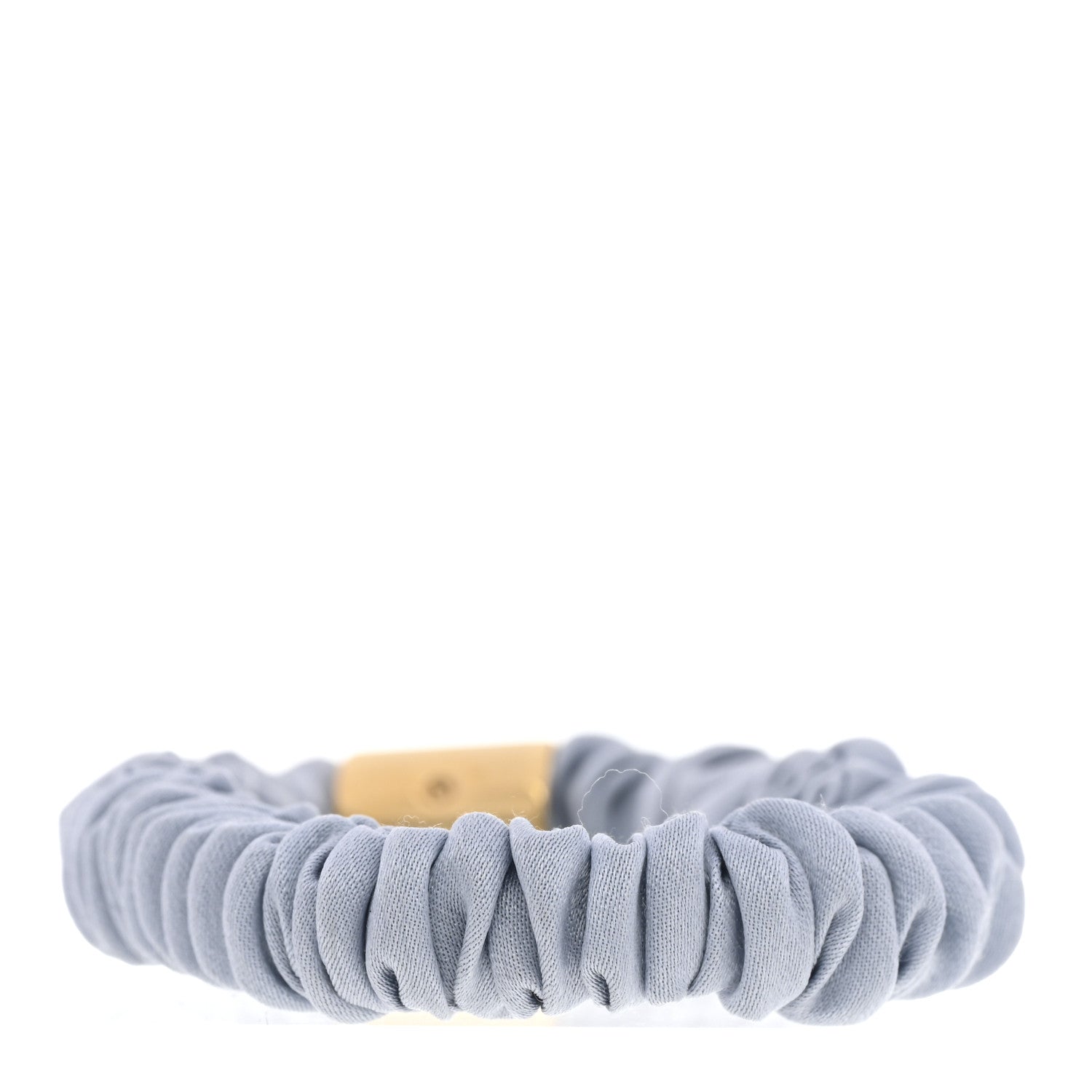 Prada Satin Metal Logo Charm Hair Tie Scrunchie Celeste 3 of 5