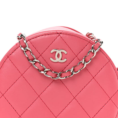 Chanel Lambskin Quilted Round Clutch With Chain Pink 8 of 10
