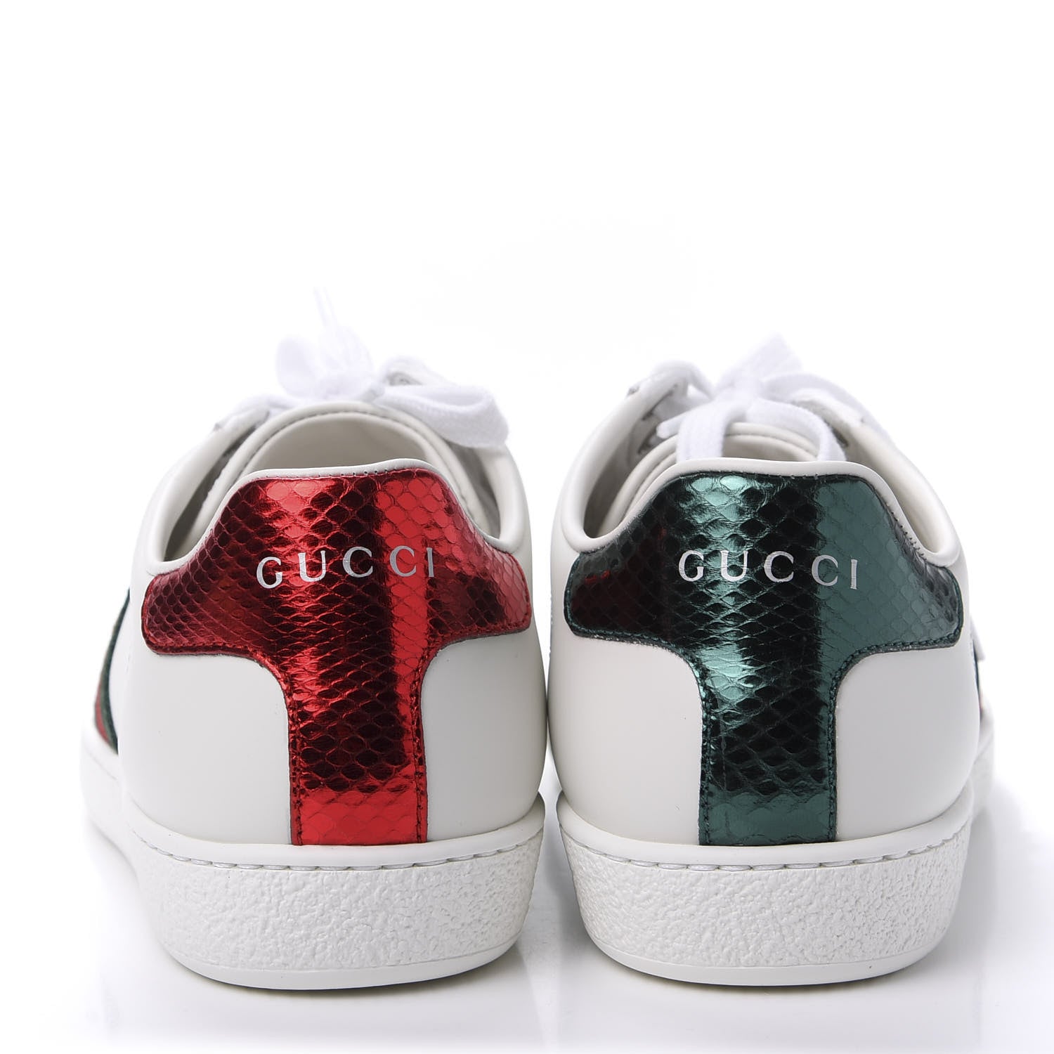 Gucci Calfskin Ayers Bee Embroidered Womens Ace Sneakers 35 White Green 5 of 10