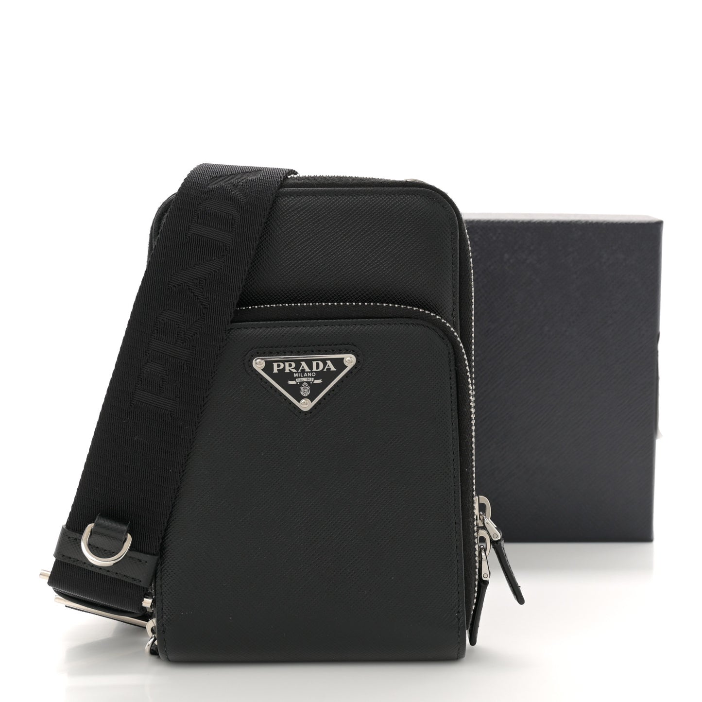 Saffiano Phone Crossbody Pouch Black