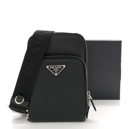 Prada Saffiano Phone Crossbody Pouch Black 13 of 13
