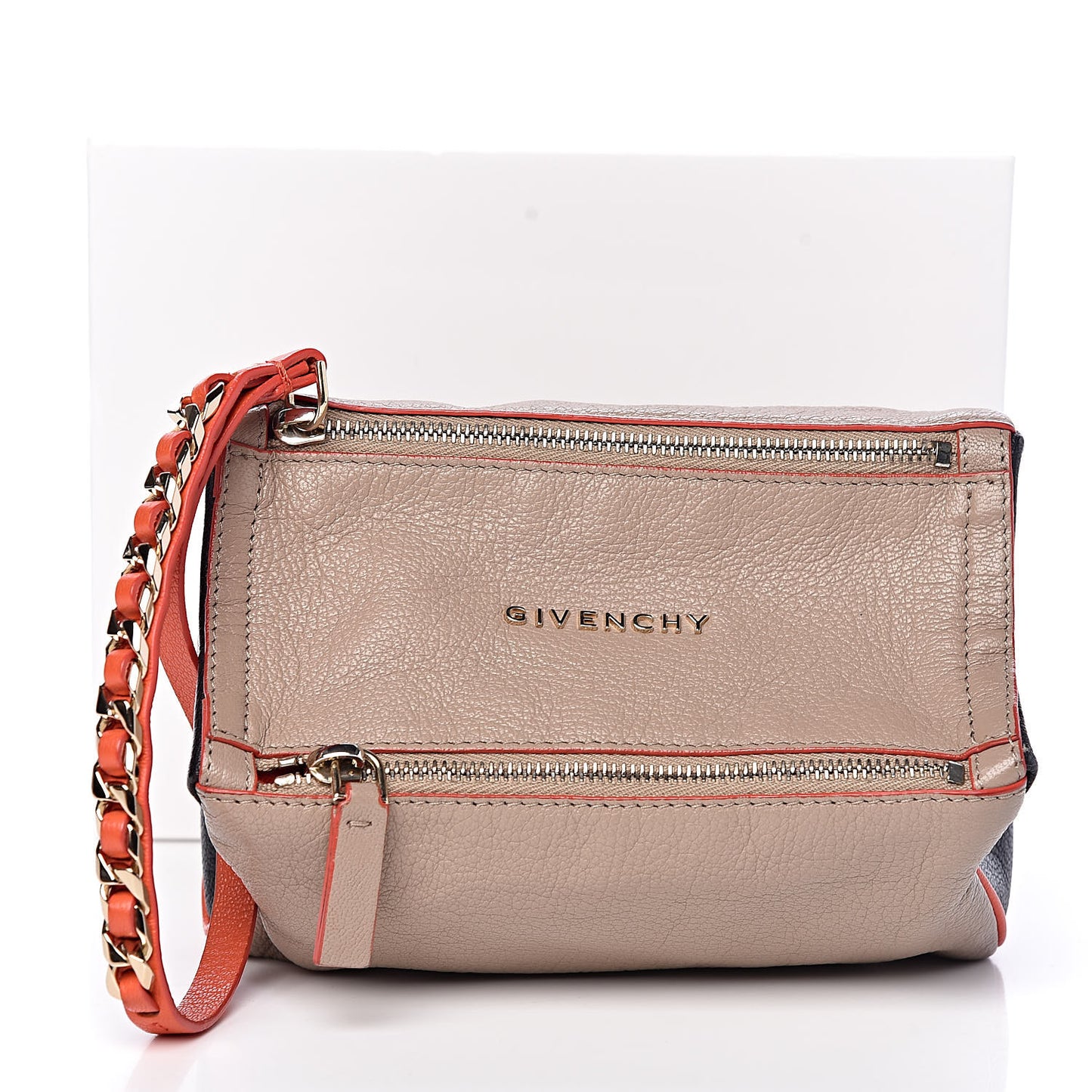 Sugar Goatskin Tri-color Pandora Wristlet Taupe Black Orange