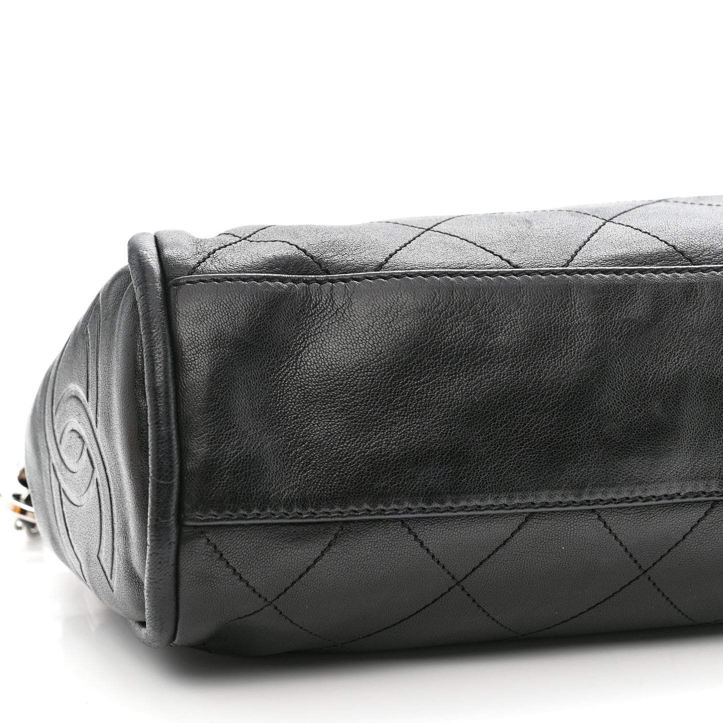 Lambskin Stitched Medium Ultimate Soft Tote Black