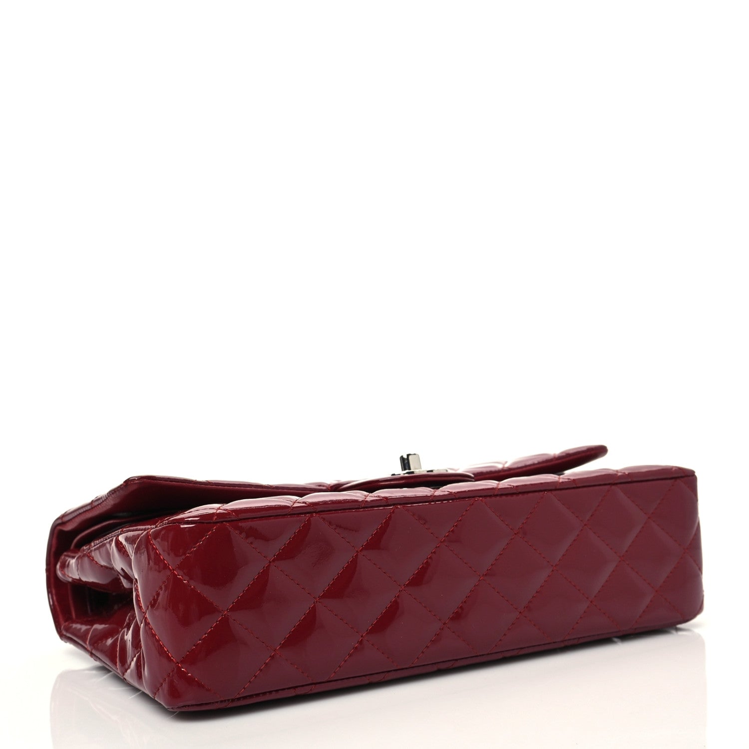 Chanel Patent Calfskin Quilted Medium Double Flap Dark Red 3 of 8