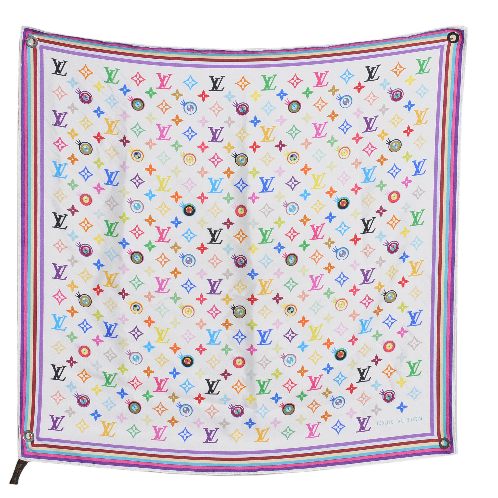 Louis Vuitton Silk Multicolor Eye Love Scarf White 2 of 7