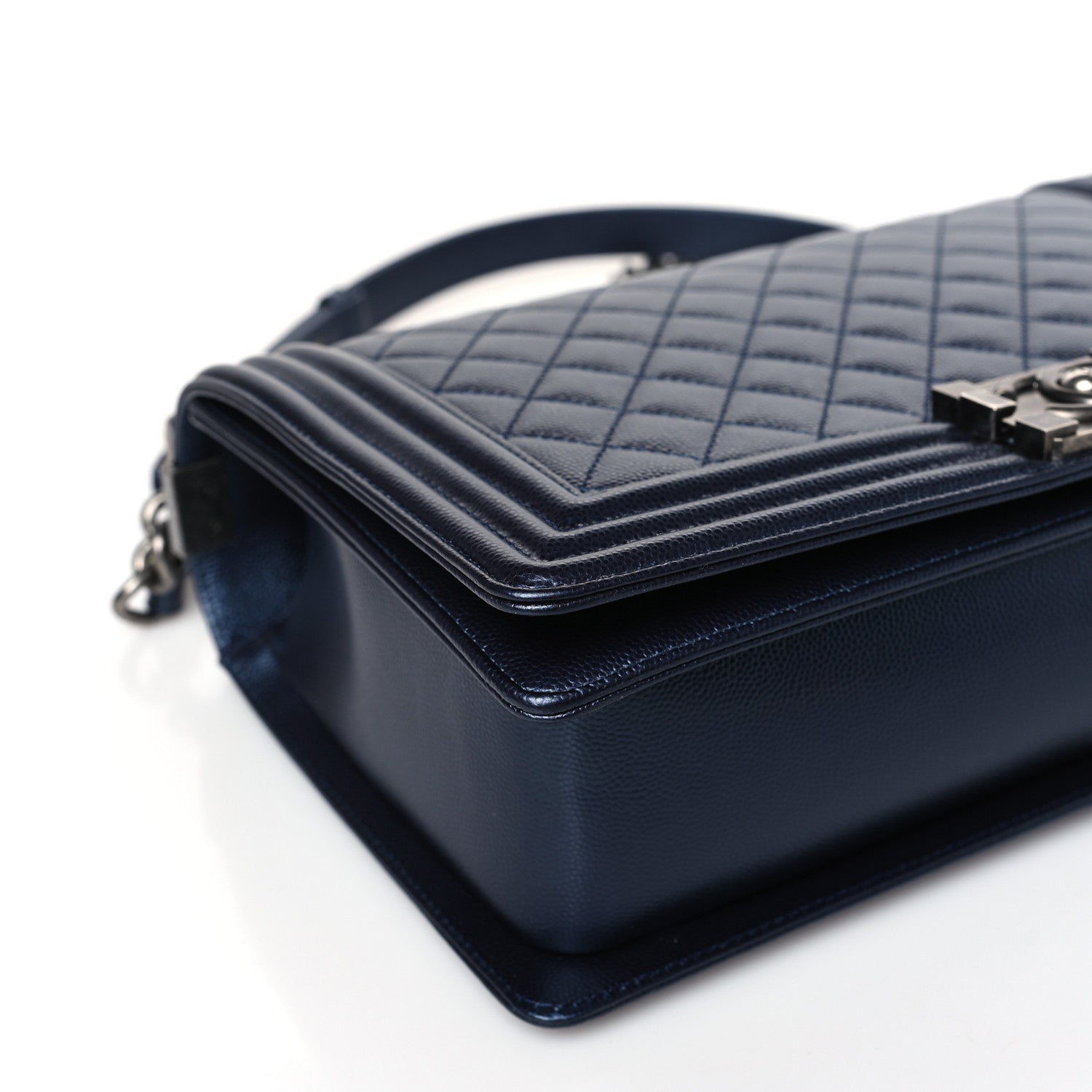 Chanel Metallic Caviar Quilted New Medium Boy Flap Navy 8 of 10