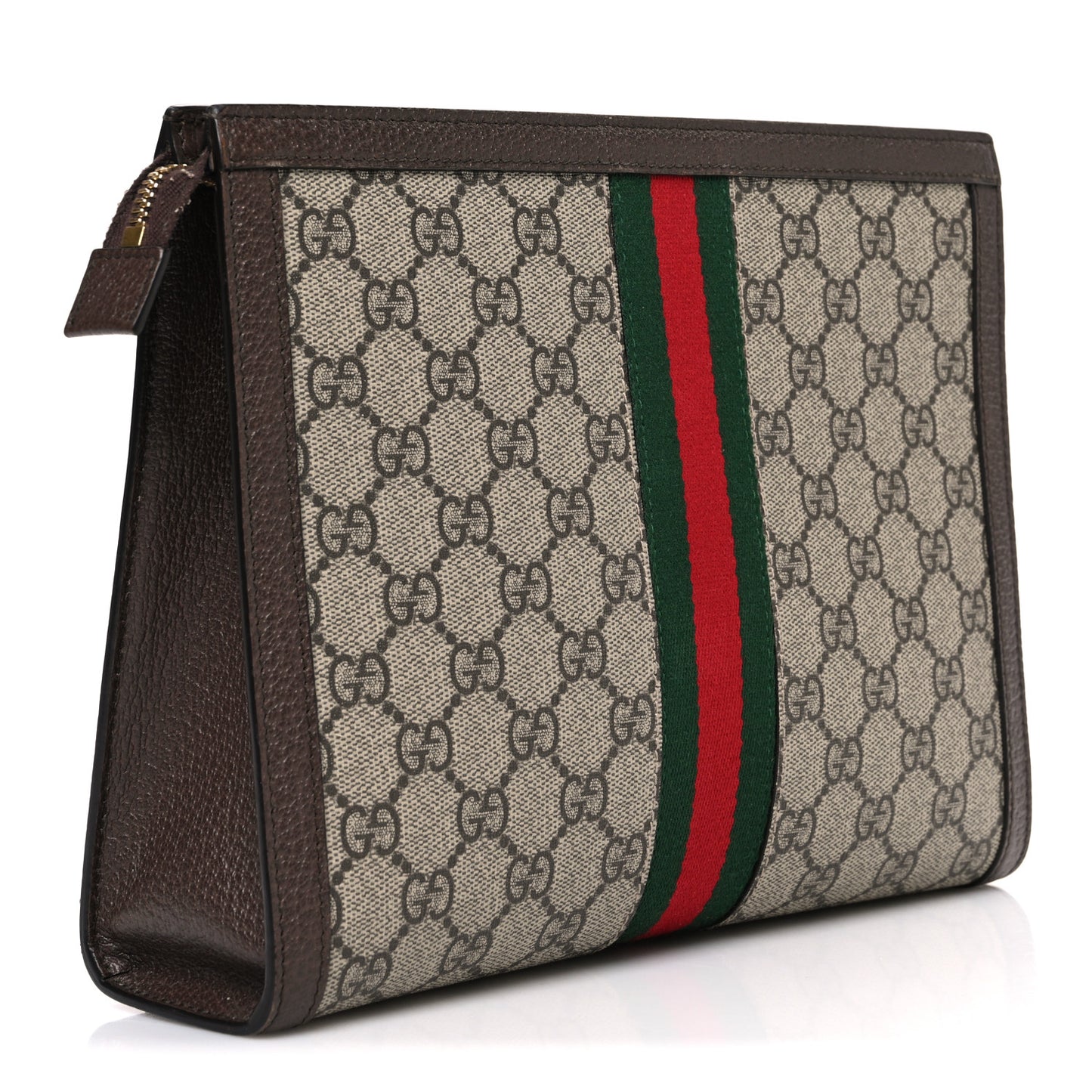 GG Supreme Monogram Web Ophidia Pouch Brown