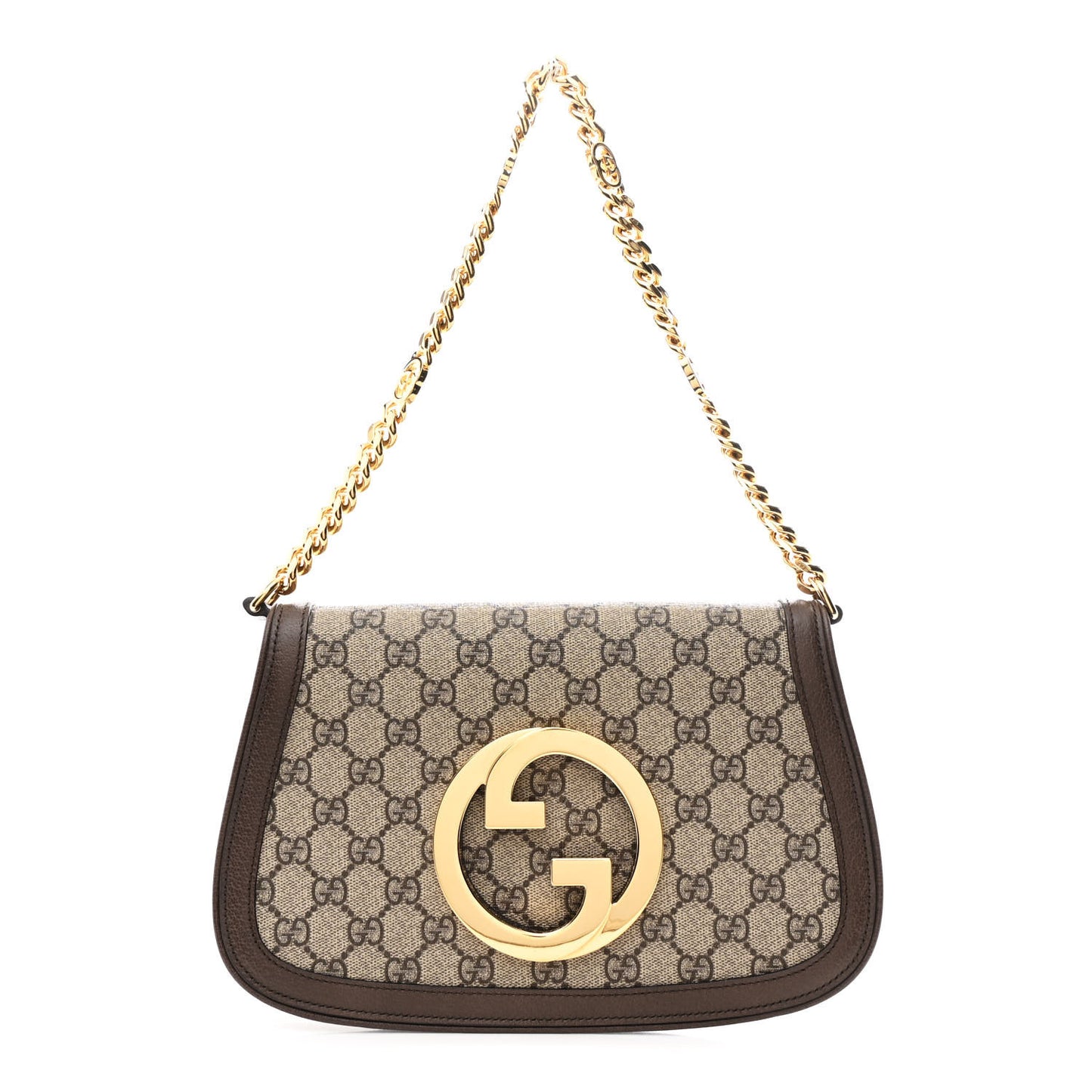GG Supreme Monogram Textured Dollar Calfskin Blondie Chain Shoulder Flap Bag Beige Ebony New Acero