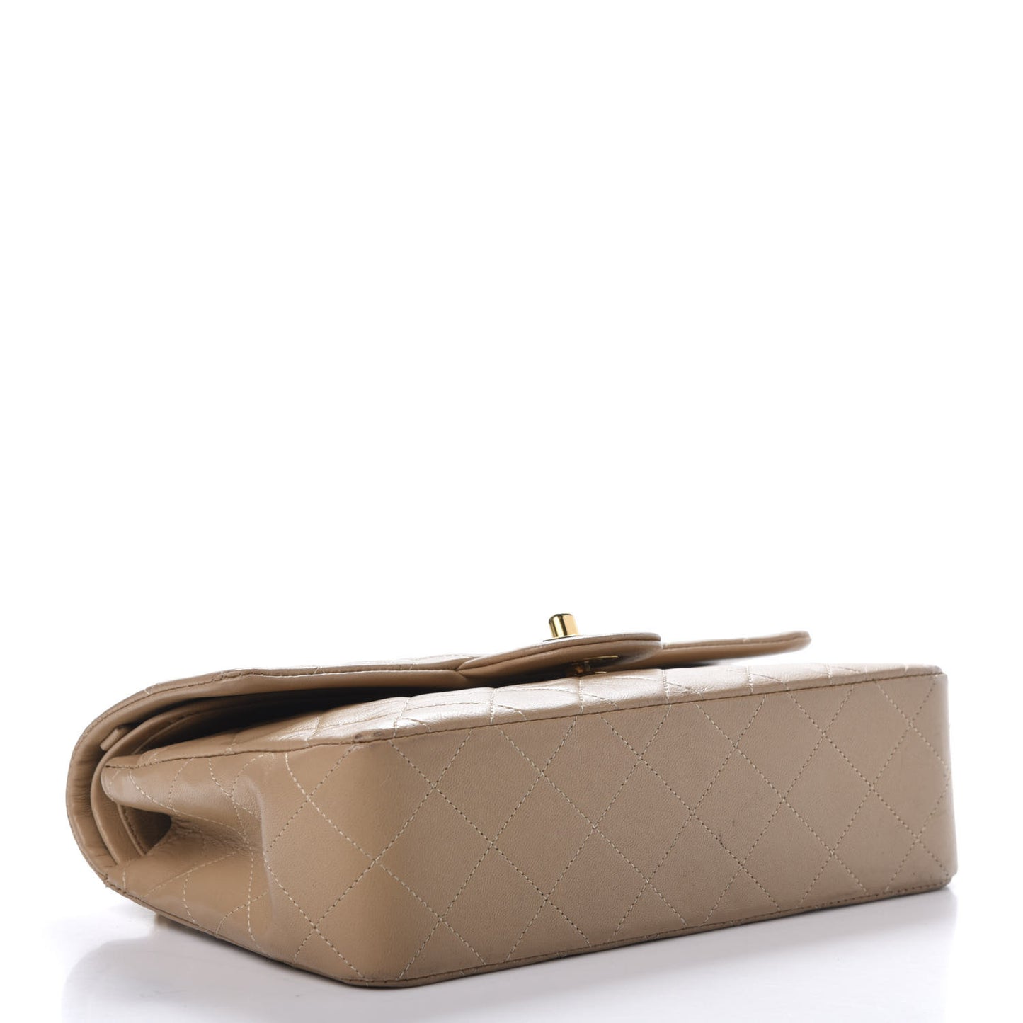 Lambskin Quilted Small Double Flap Beige
