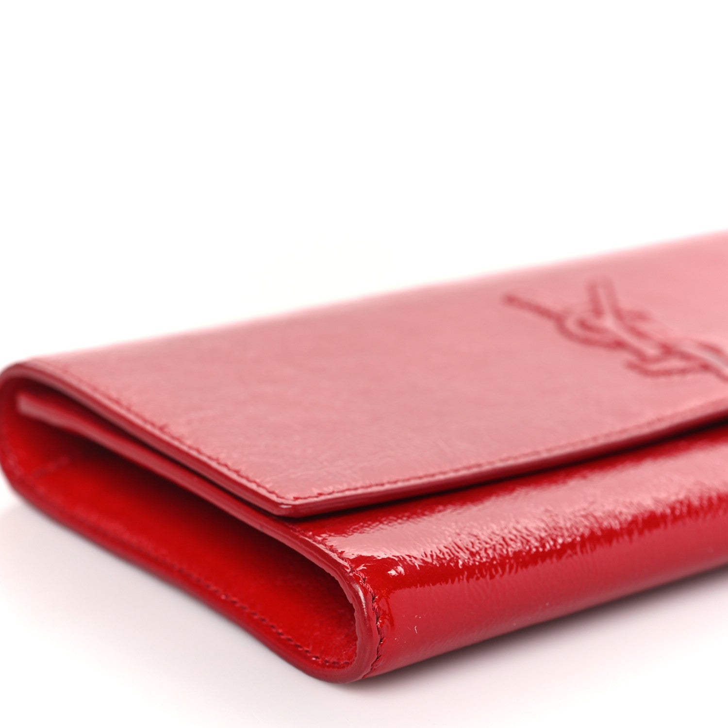 Saint Laurent Textured Patent Monogram Large Belle De Jour Clutch Red 7 of 10