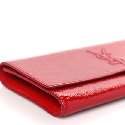 Saint Laurent Textured Patent Monogram Large Belle De Jour Clutch Red 7 of 10