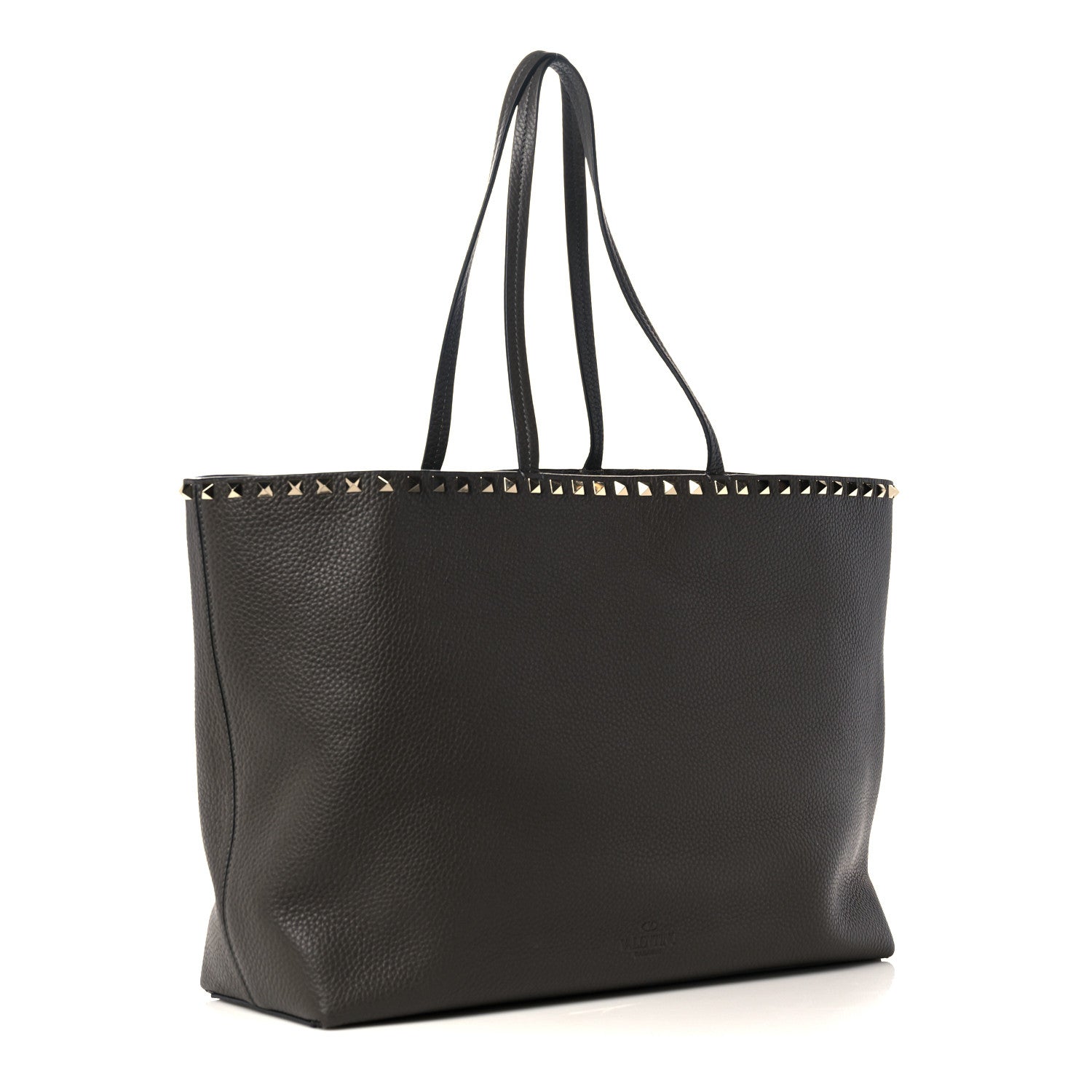 Valentino Garavani Grained Calfskin Rockstud Shoulder Tote Graphite 2 of 8
