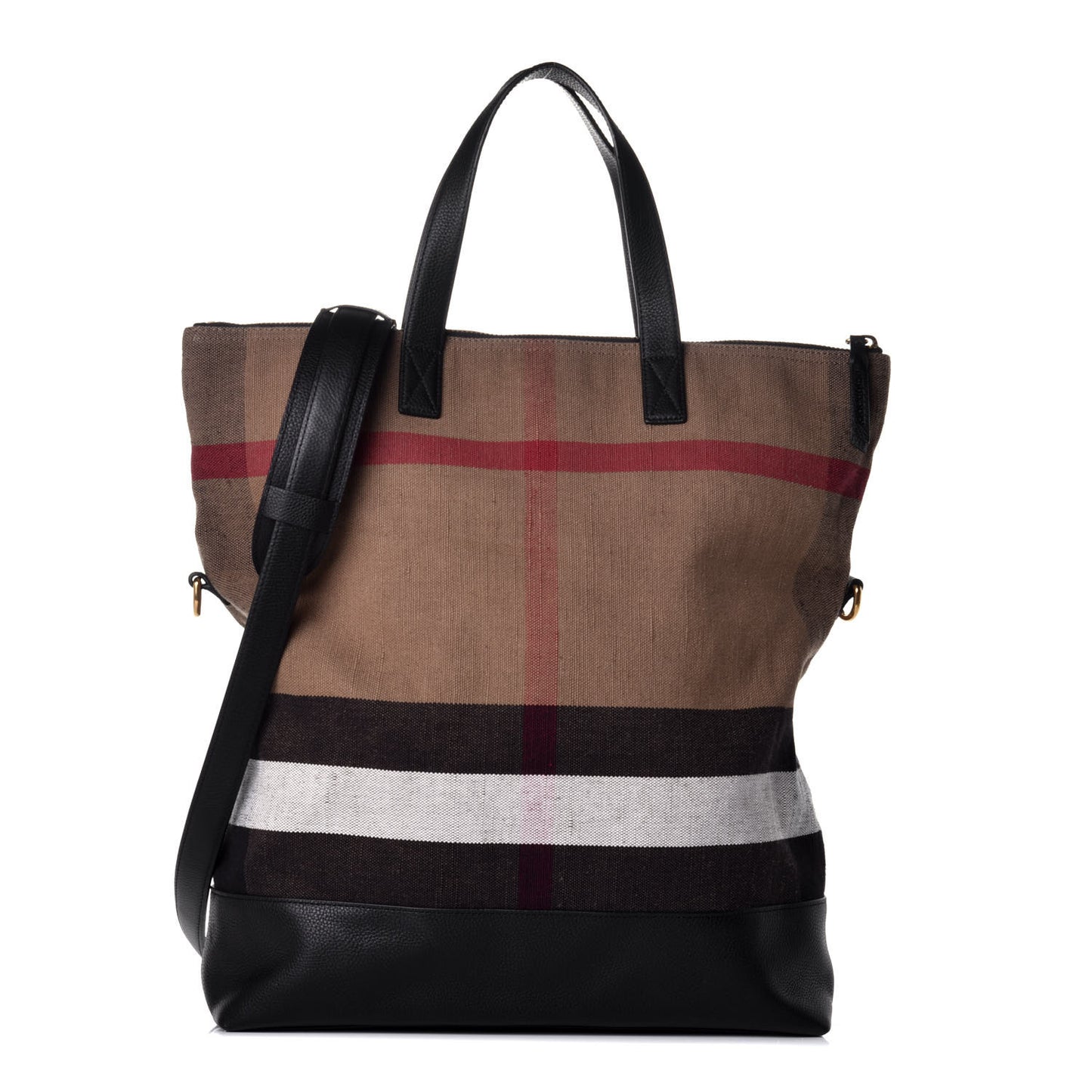 Grainy Calfskin Mega Check Armley Folding Messenger Black