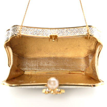 Judith Leiber Crystal Minaudiere Clutch Gold Silver 4 of 11