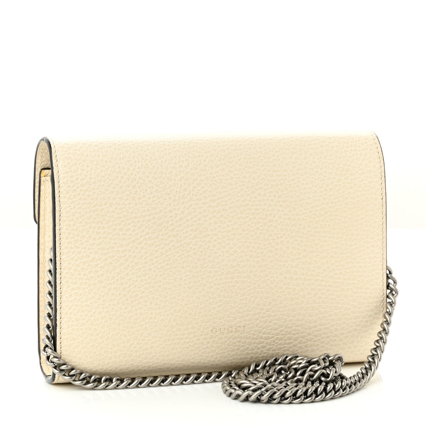 Dollar Calfskin Mini Dionysus Chain Wallet Mystic White