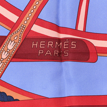 Hermes Silk Balade En Berline Scarf 90 Lavande Rouge Marine 3 of 5