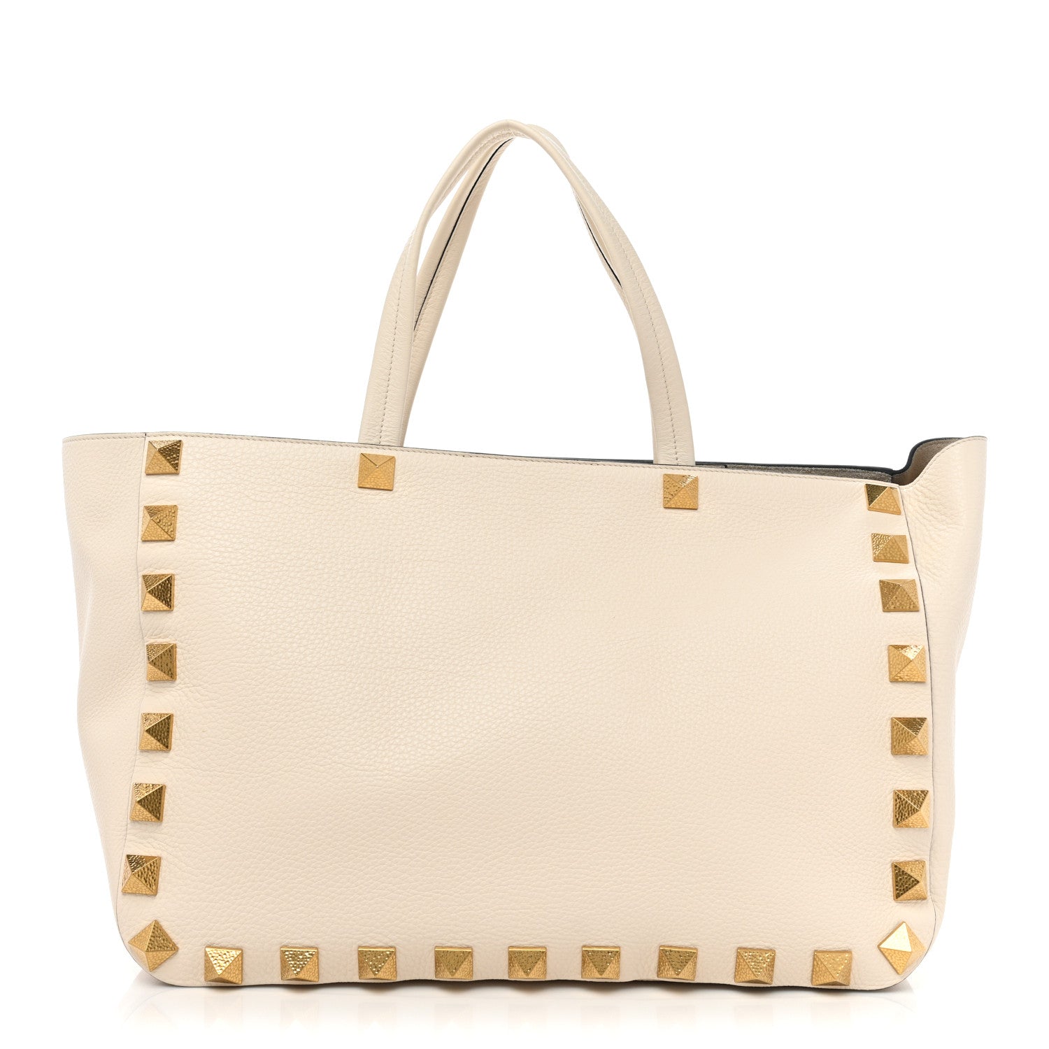 Valentino Garavani Grained Calfskin Roman Stud Tote Light Ivory 1 of 10