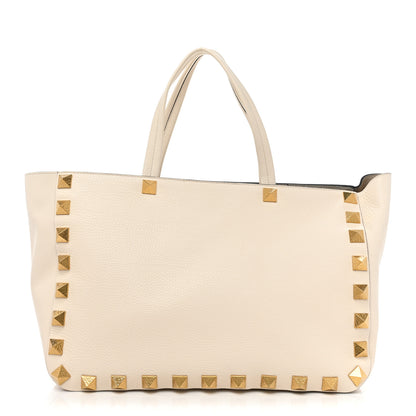 Valentino Garavani Grained Calfskin Roman Stud Tote Light Ivory 1 of 10
