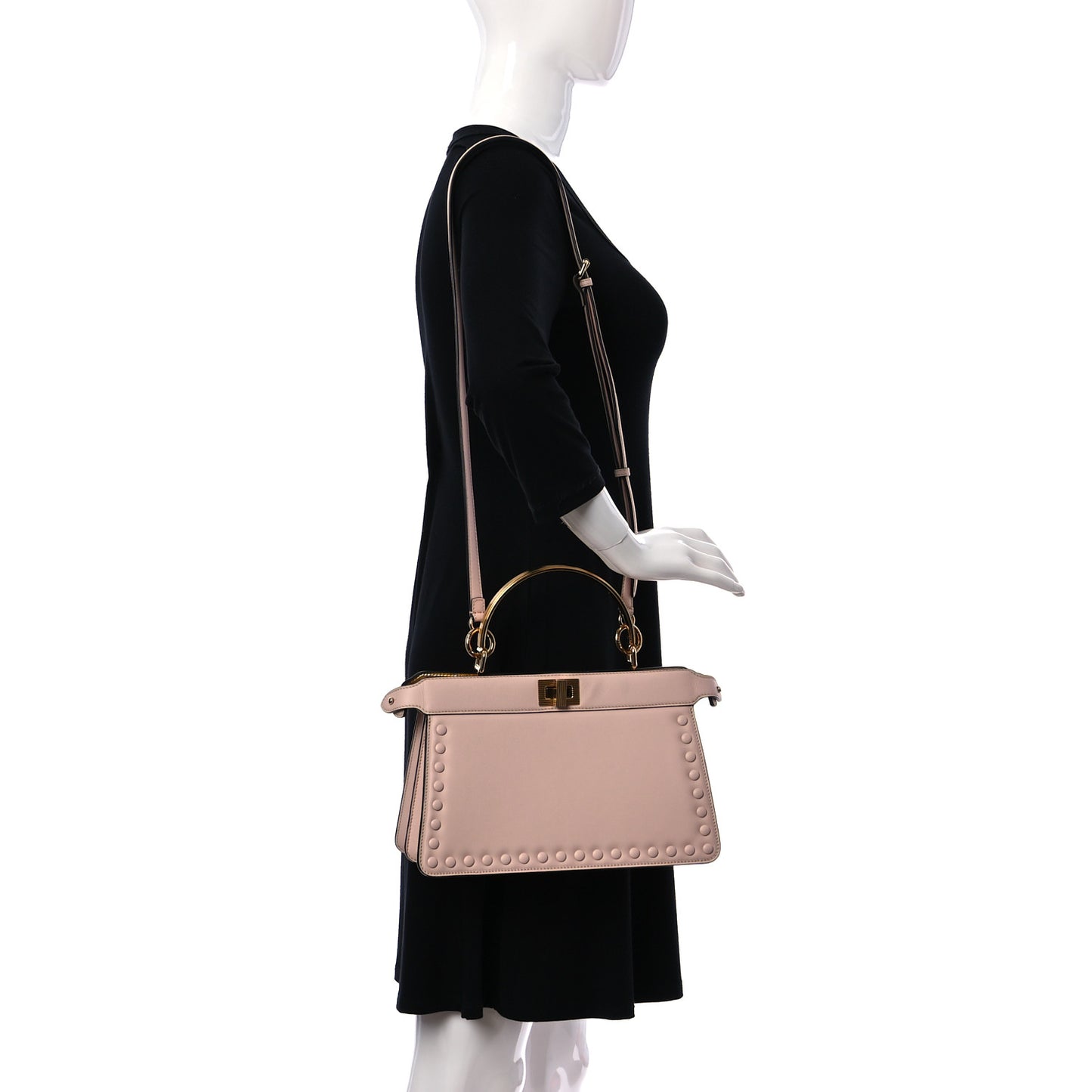 Vitello King Medium Peekaboo I SEE U East West Satchel Light Rose Gold