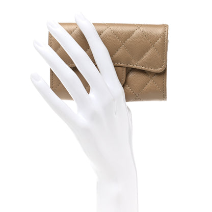 Chanel Caviar Quilted Flap Card Holder Wallet Beige 2 of 9