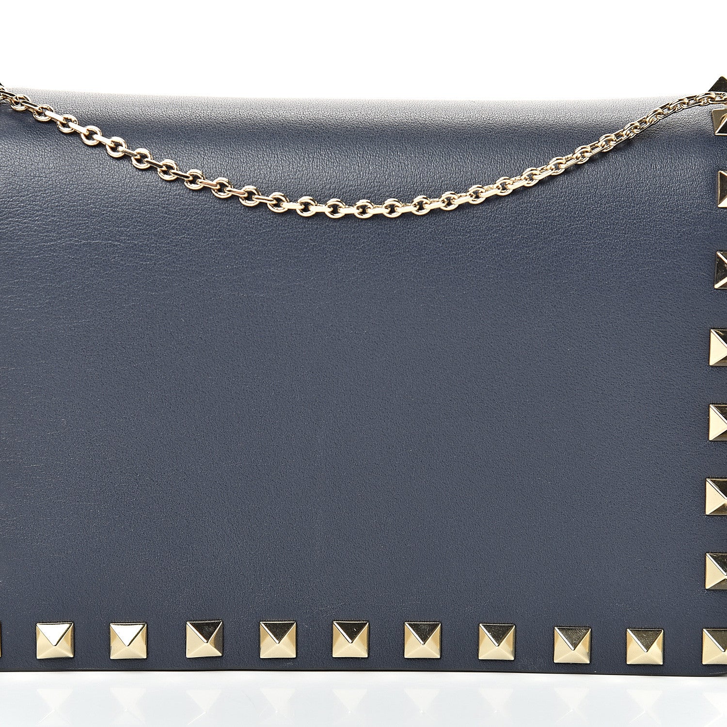 Valentino Garavani Vitello Rockstud Wallet on Chain Navy 6 of 9